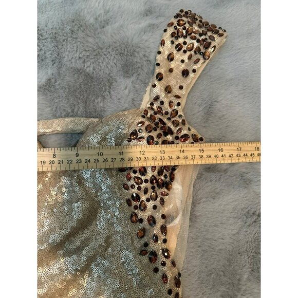 Lux Gal Women's 10 All Over Sequin and Beaded Straps Long Formal Gown - Picture 5 of 7